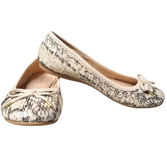 Style&Co Beige Snakeskin Ballet Flats WOMENS SIZE 6M casual slip ons coquette - Picture 2 of 8
